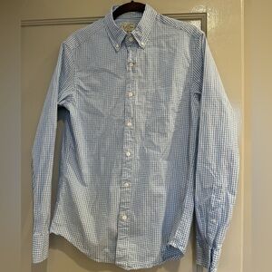 J CREW Men’s Light Blue Check Button Down Shirt Slim Untucked Size Small EUC
